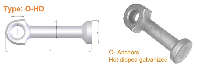 Type O-HD Spherical Head Precast Lifting Anchors - Hot Dipped Galvanised